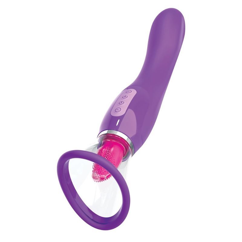 tong vibrator BP Tong Vibrator met Satisfyer - Likkende dildo met 10 zuig- en likstanden  - Silicone