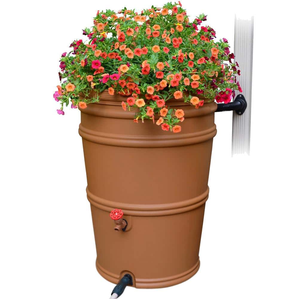 55 Gallon Rain Barrel - Terra Cotta Plastic Upcycled Water Harvesting