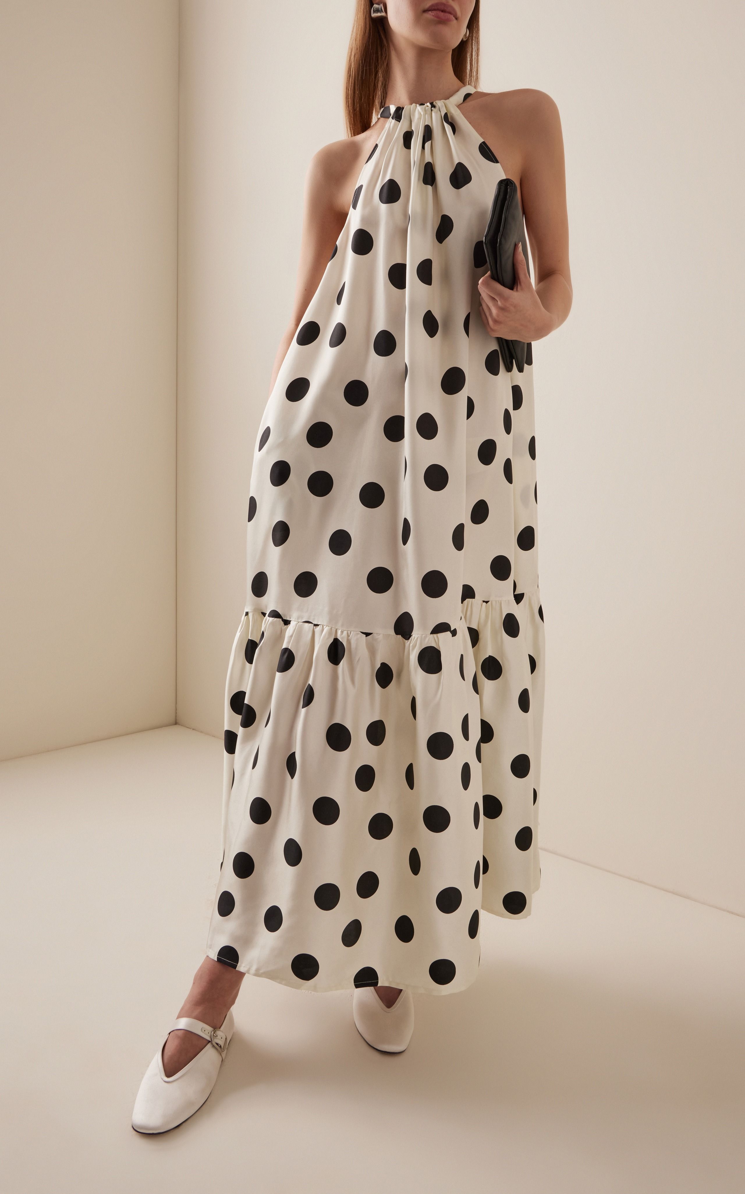 Maxi Dress Asceno Polka Dot Dress Polka Dot Strappy Midi Swing