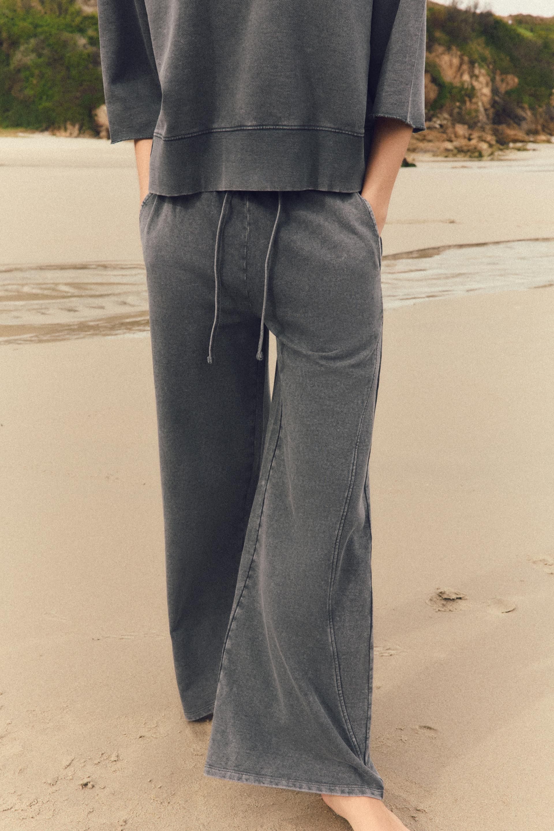 Gris Pantalon Jogger Punto Mujer Zara Chándal Perfecto Pantalon De