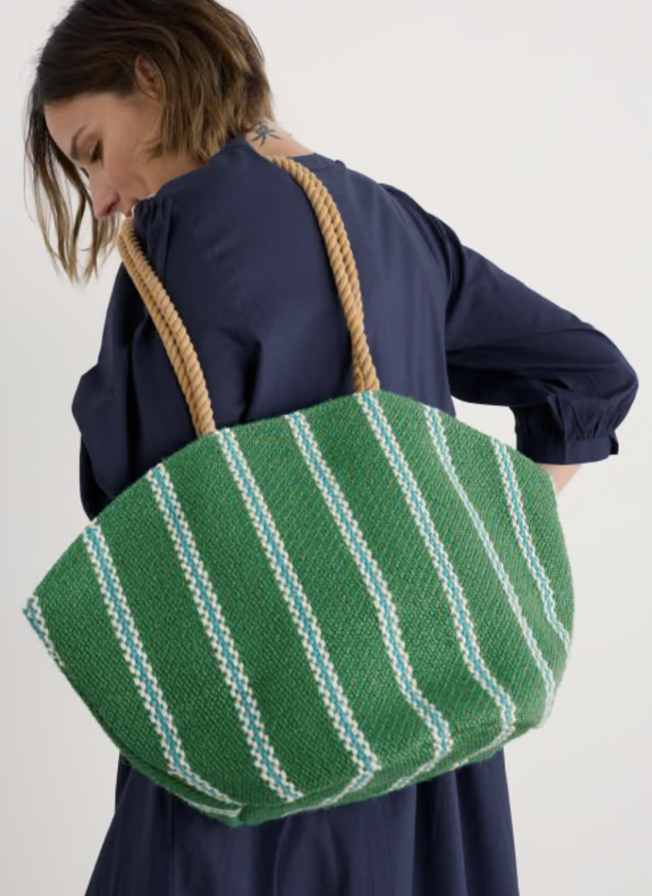 Borsa Tela Di Cotone IMFAA, Media 40x36 Cm, Manici 60 Cm, Riutilizzabile, Verde, Per Spesa, Fai Da Te, Serigrafia - 5