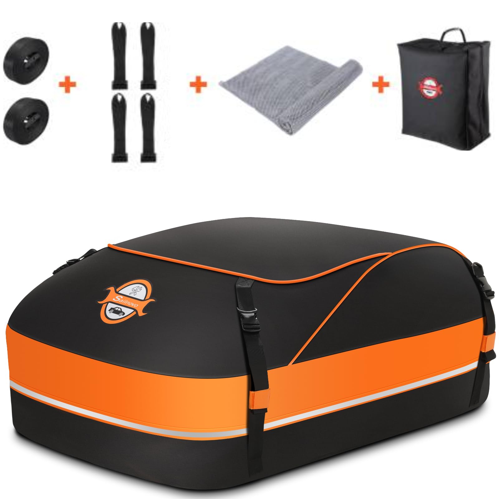Borsa Da Tetto Auto Pieghevole Pujuas 450 Litri - Impermeabile, Senza Portapacchi Necessari, 109x86x43 Cm