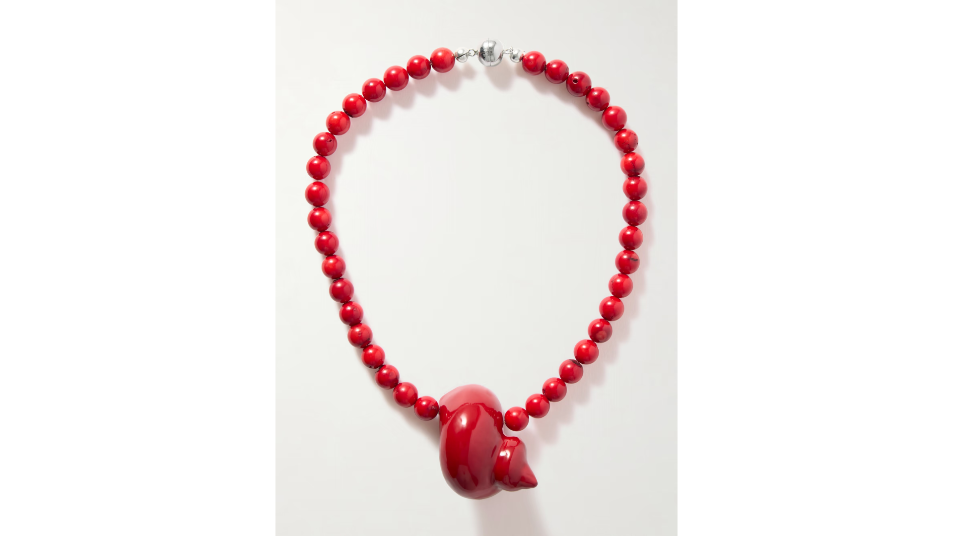 Collana Corallo Rosso Naturale Perline Barile | Vintage 18" Chiusura A Sfera | Fatto A Mano