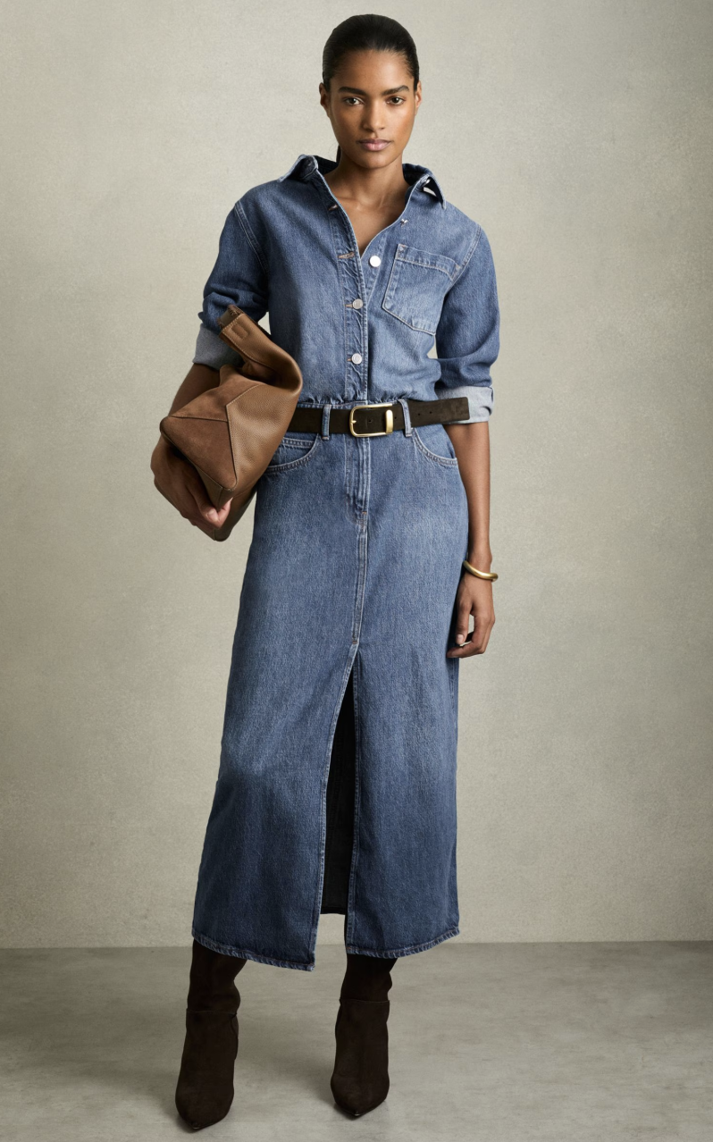 white christmas dresses How 'Bout Them Cowgirls Denim Shirt Dress Medium Denim / Medium main image 1