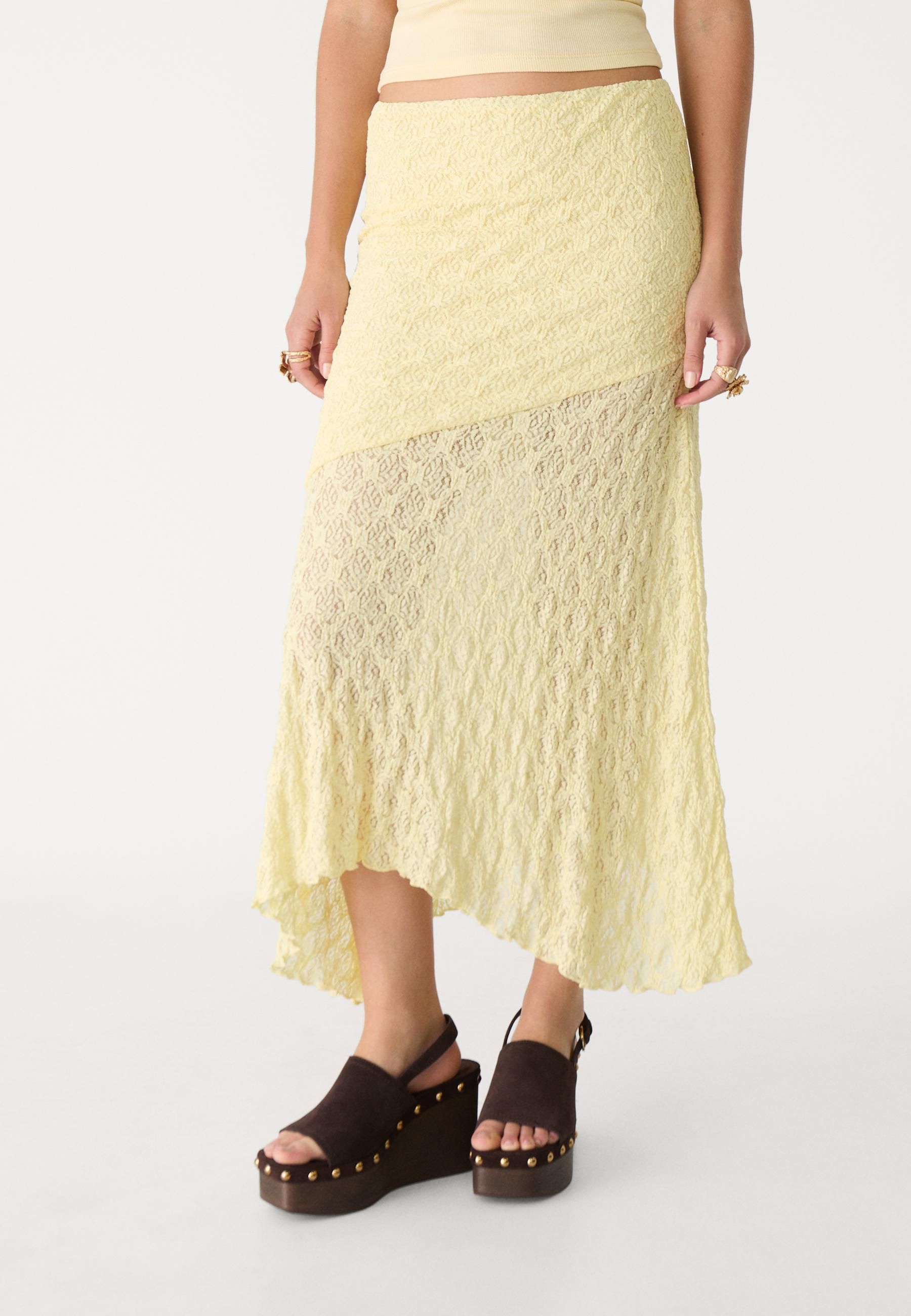 Falda Midi Falda Larga Estampada Stradivarius Stradivarius