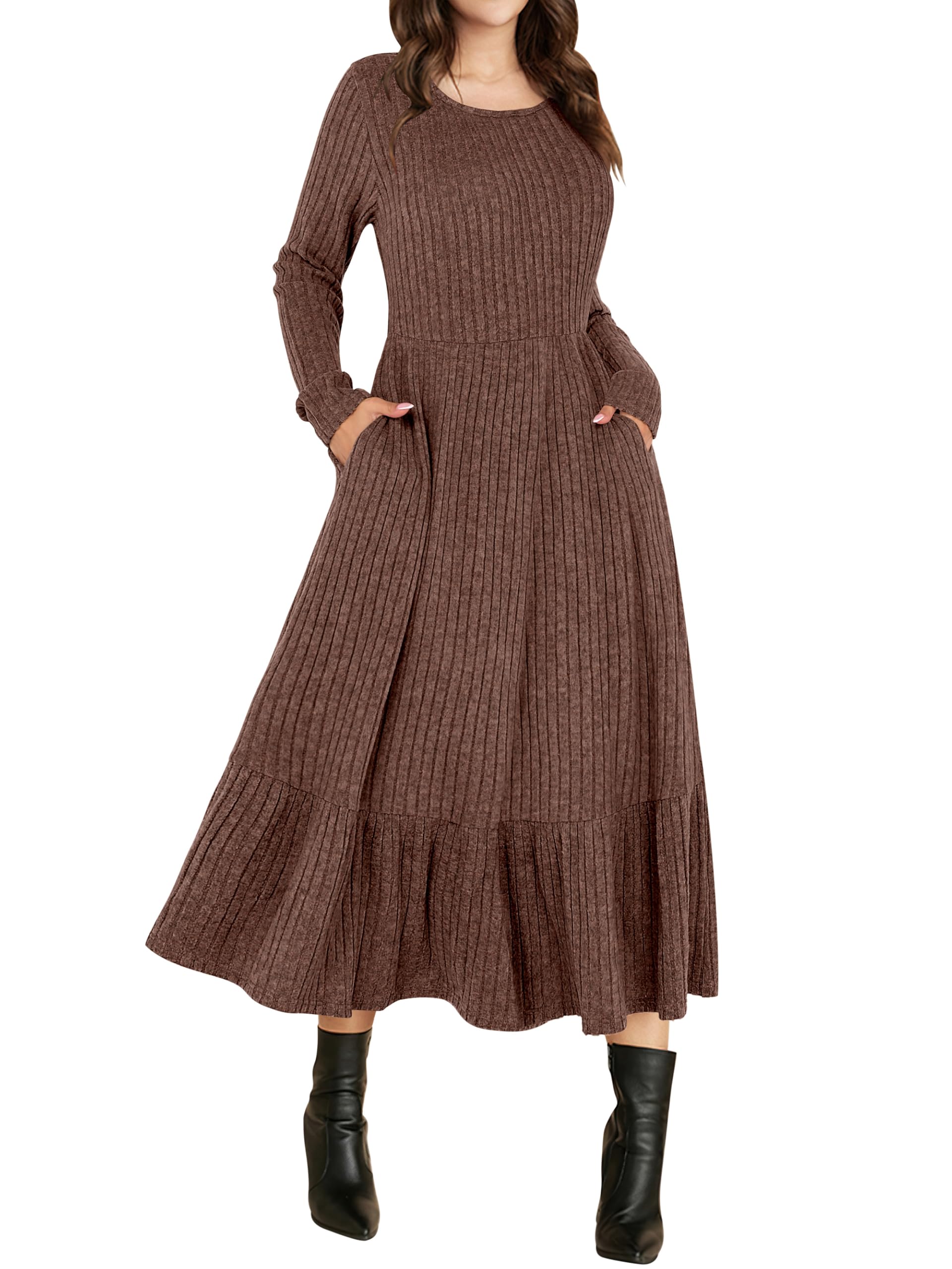 chinese dress ladies Alonza Long Sleeve Knit Midi Dress / Cream | Meshki main image 1
