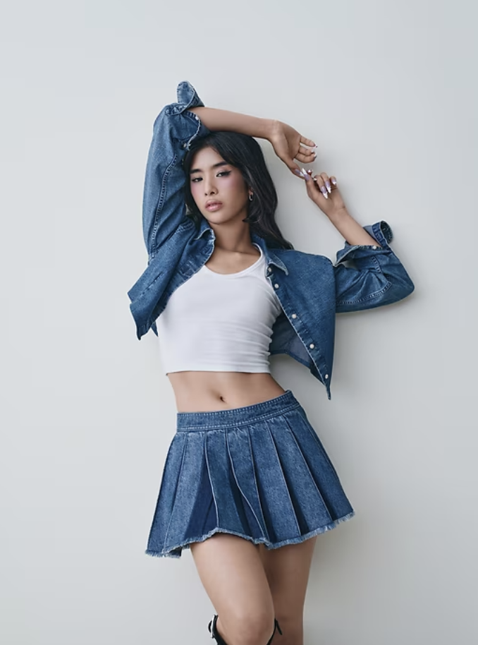 katseye denim dress Manon Katseye Denim Dress