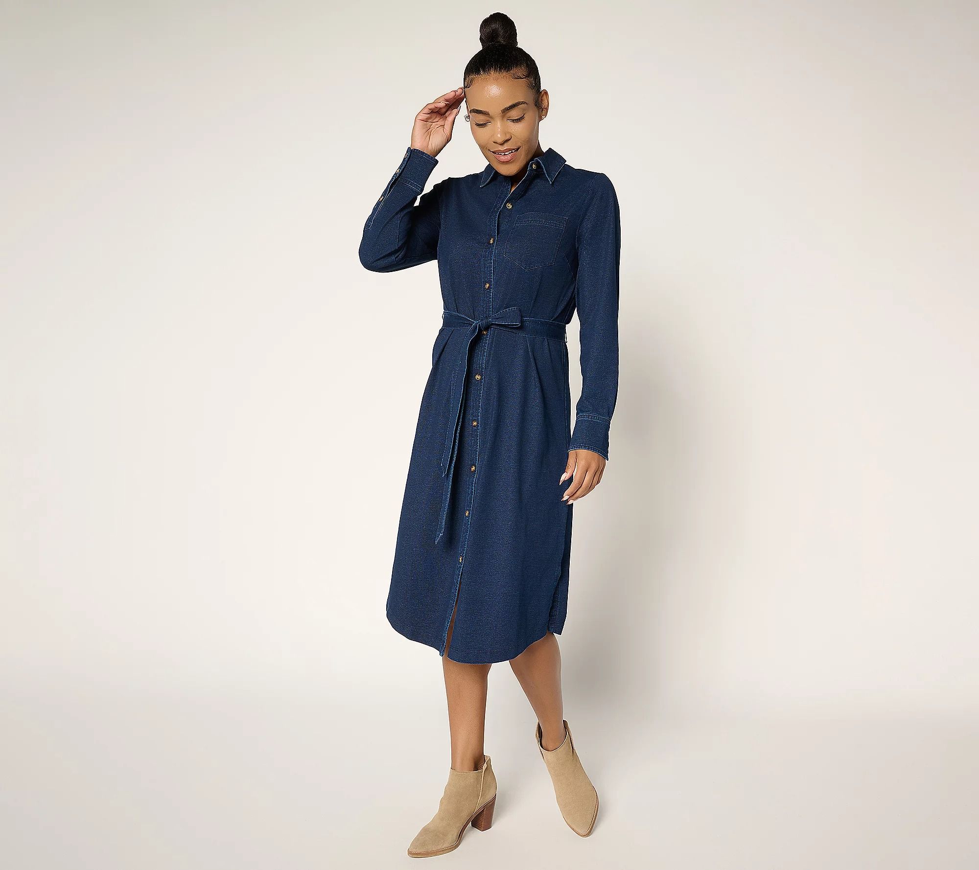 pioneer woman denim dress Ree Drummond's Dress from Her QVC Collection Doubles as a Tunic