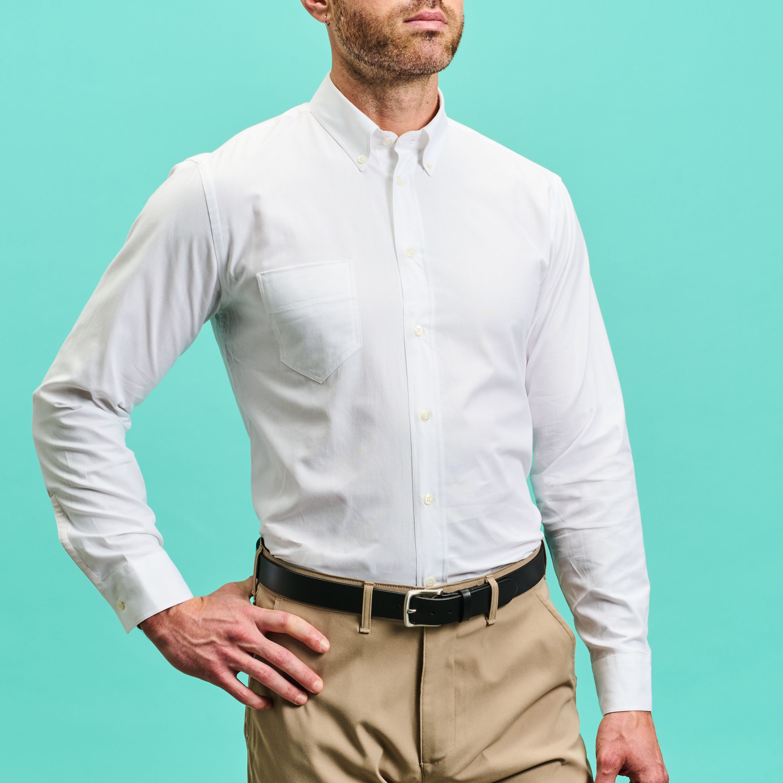 green floral homecoming dress Long Sleeve Dress Shirt With VELCRO® Fasteners (Open Collar) – Buck & Buck main image 1