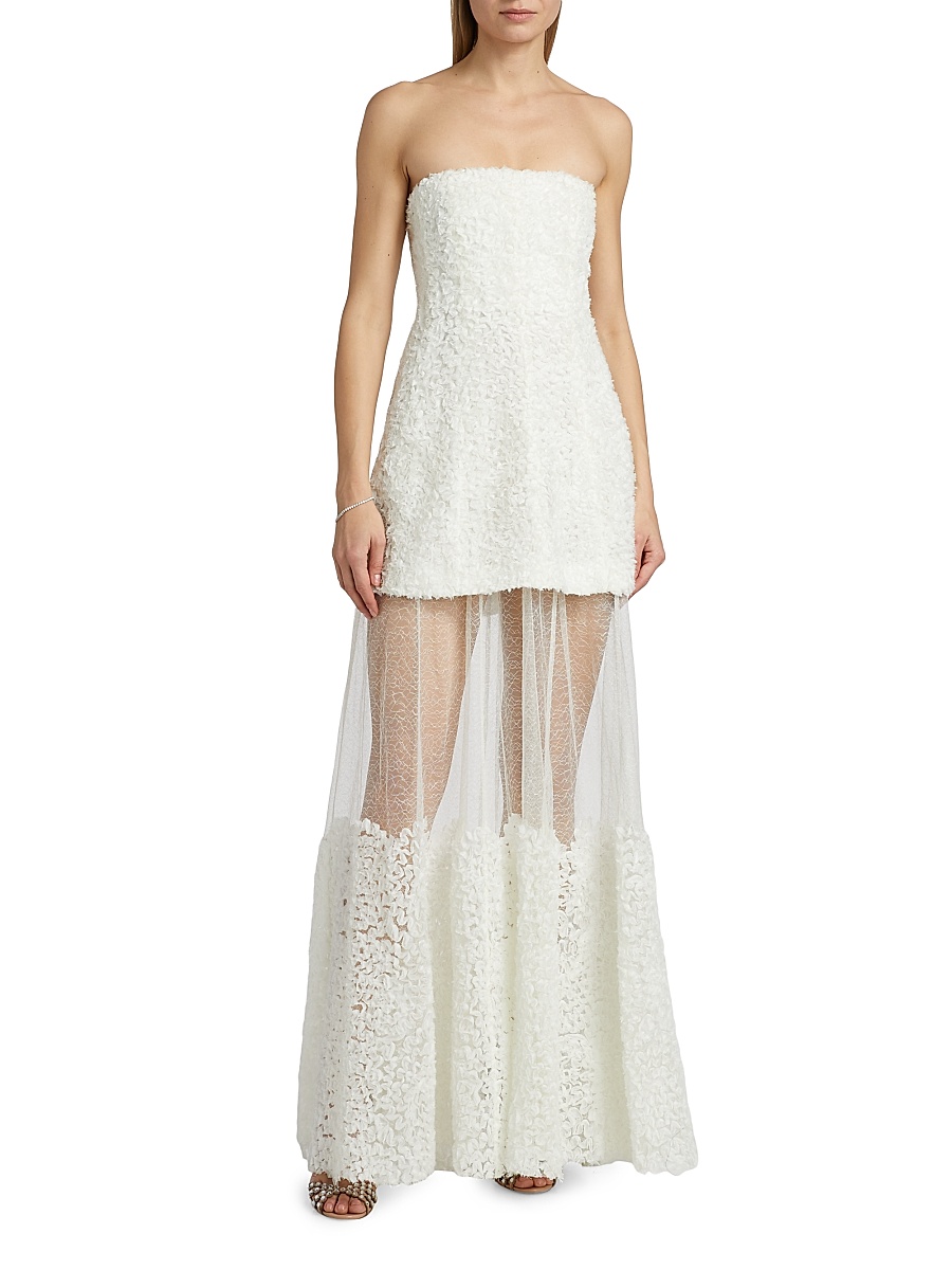 chinese dress ladies Rent Anthropologie Lace Twofer Strapless Maxi Dress