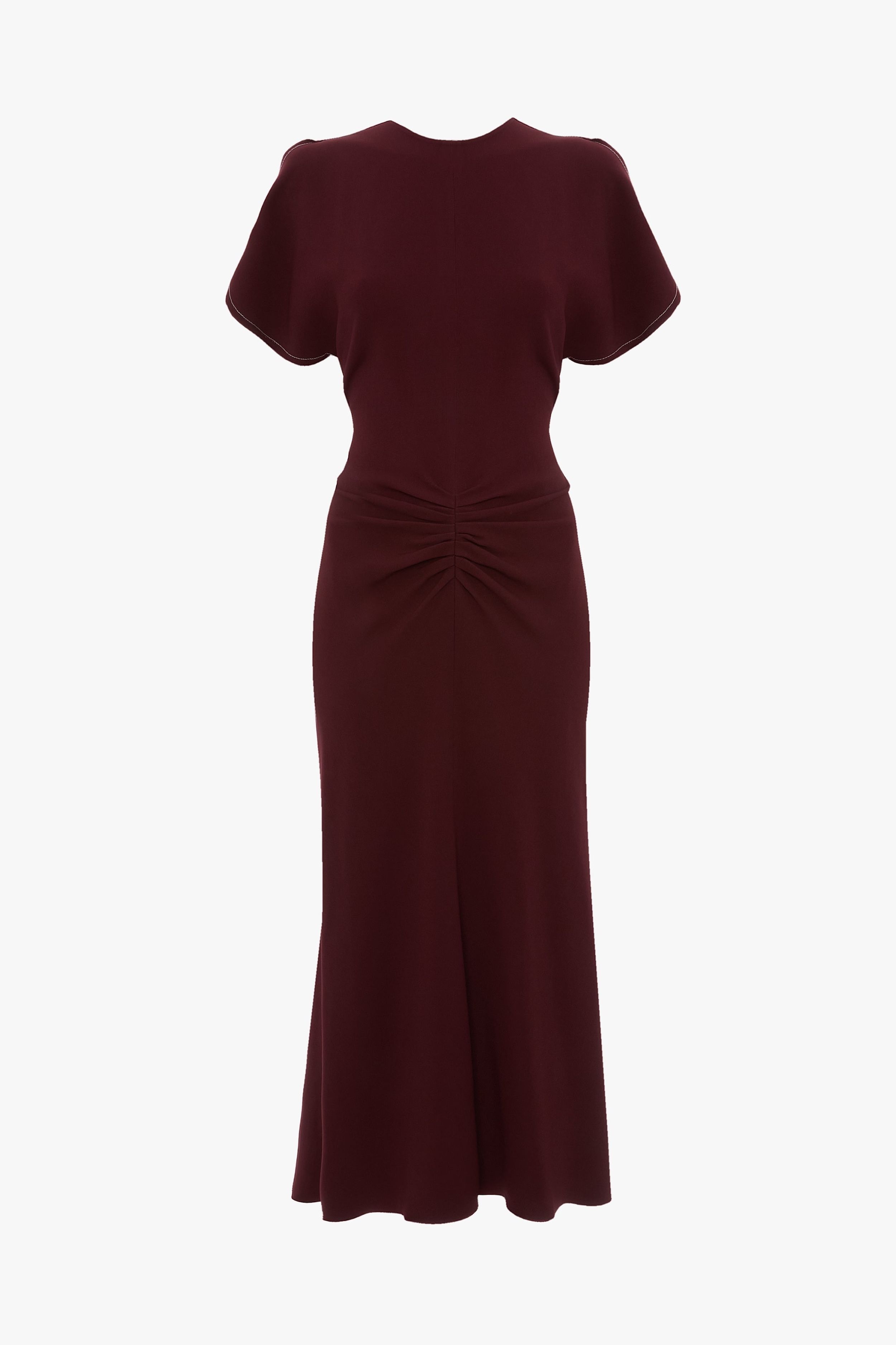 victoria beckham burgundy dress Victoria Beckham Draped Midi Dress In Merlot 8 main image 0