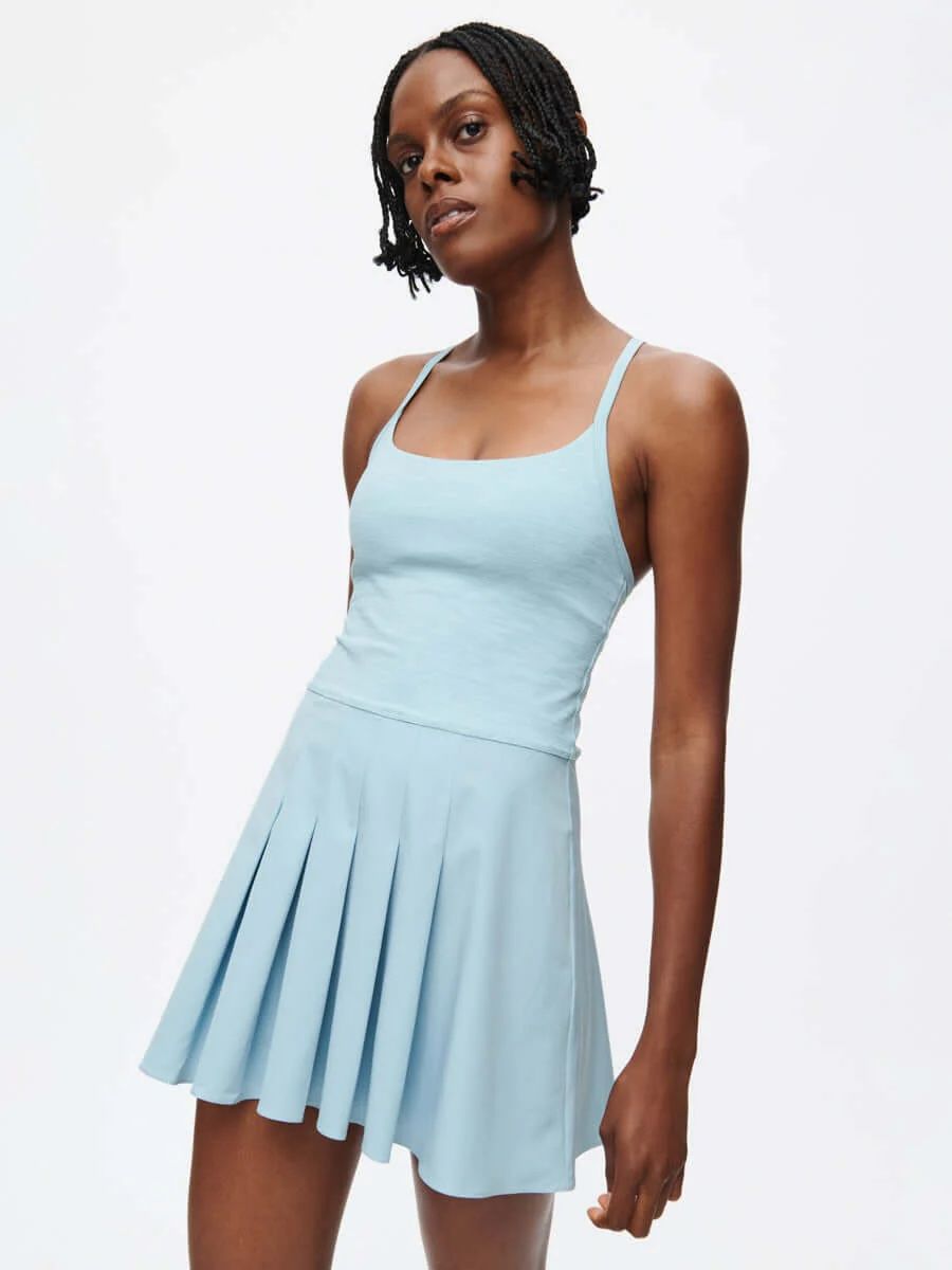outdoor voices pleated dress The Exercise Dress in CloudKnit Fabric - Surf