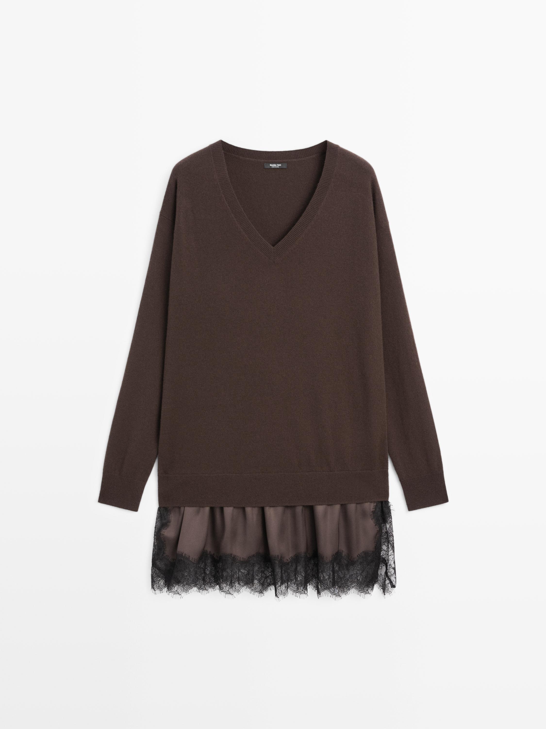 chinese dress ladies Square Lace High Neck Sweater Dress (2 Colors)