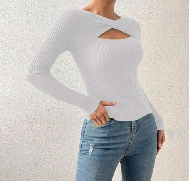 Hotouch Donna Maglione Casual Girocollo Maglione Manica Lunga Tinta Unita Maglione Autunno e Inverno Taglio Classico Maglia Top S-XXL, beige, S