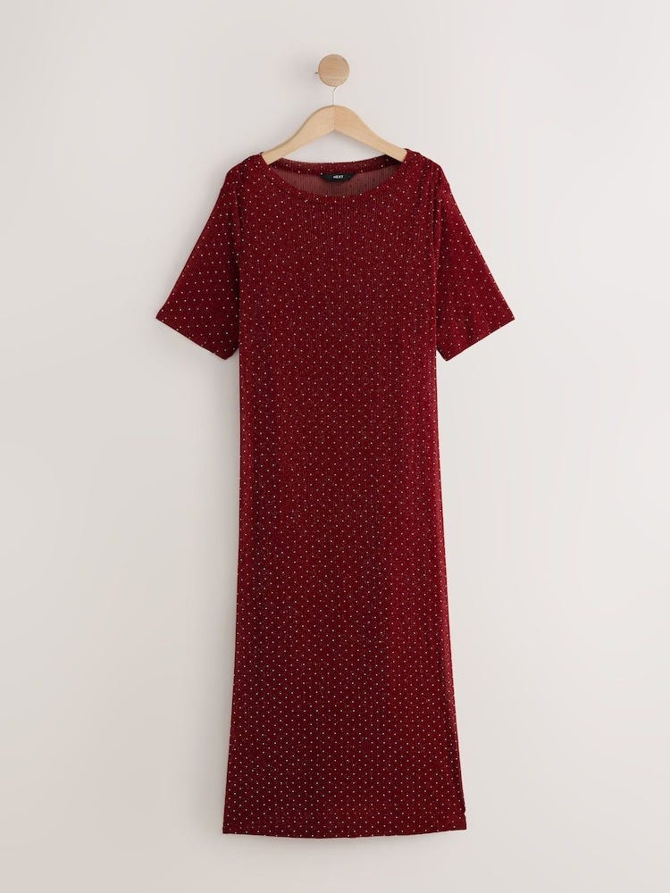 open lace back dress Alicia Organic Cotton Smock Midi Dress - Crimson Polka