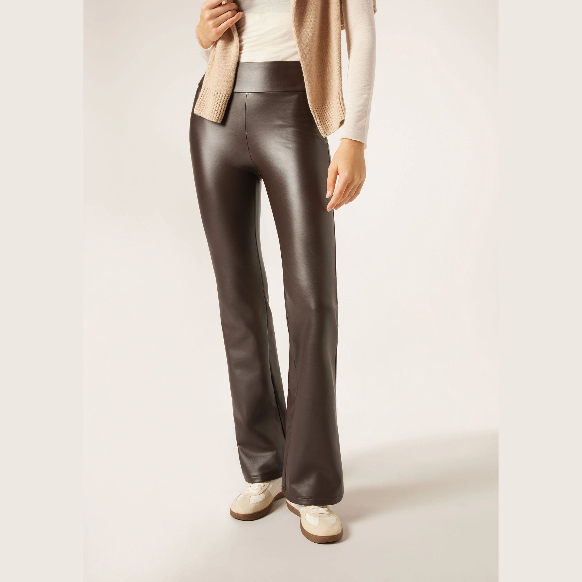 Leggings a va alta foderati in pile termico da donna. Pantaloni Leggings a va alta foderati in pile termico da donna. Pantaloni