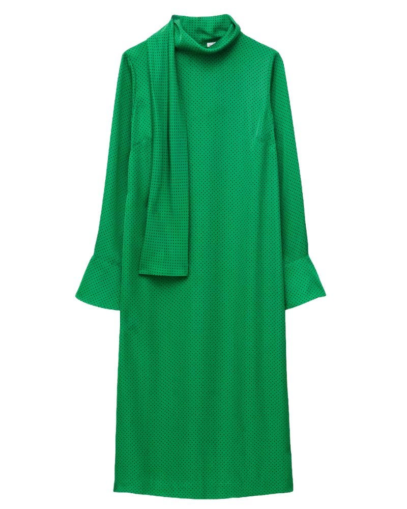 green emerald velvet dress Elsie Turtleneck Dress in Green Stripe Green Mariner Stripe / 1x main image 1