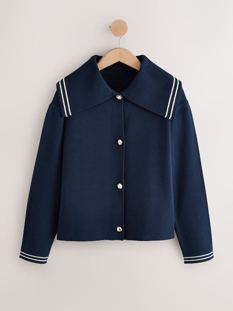 今期新品未使用_RIM.ARK Sailor collar design CT Sailor collar cardigans are the fresh knitwear trend for 2026