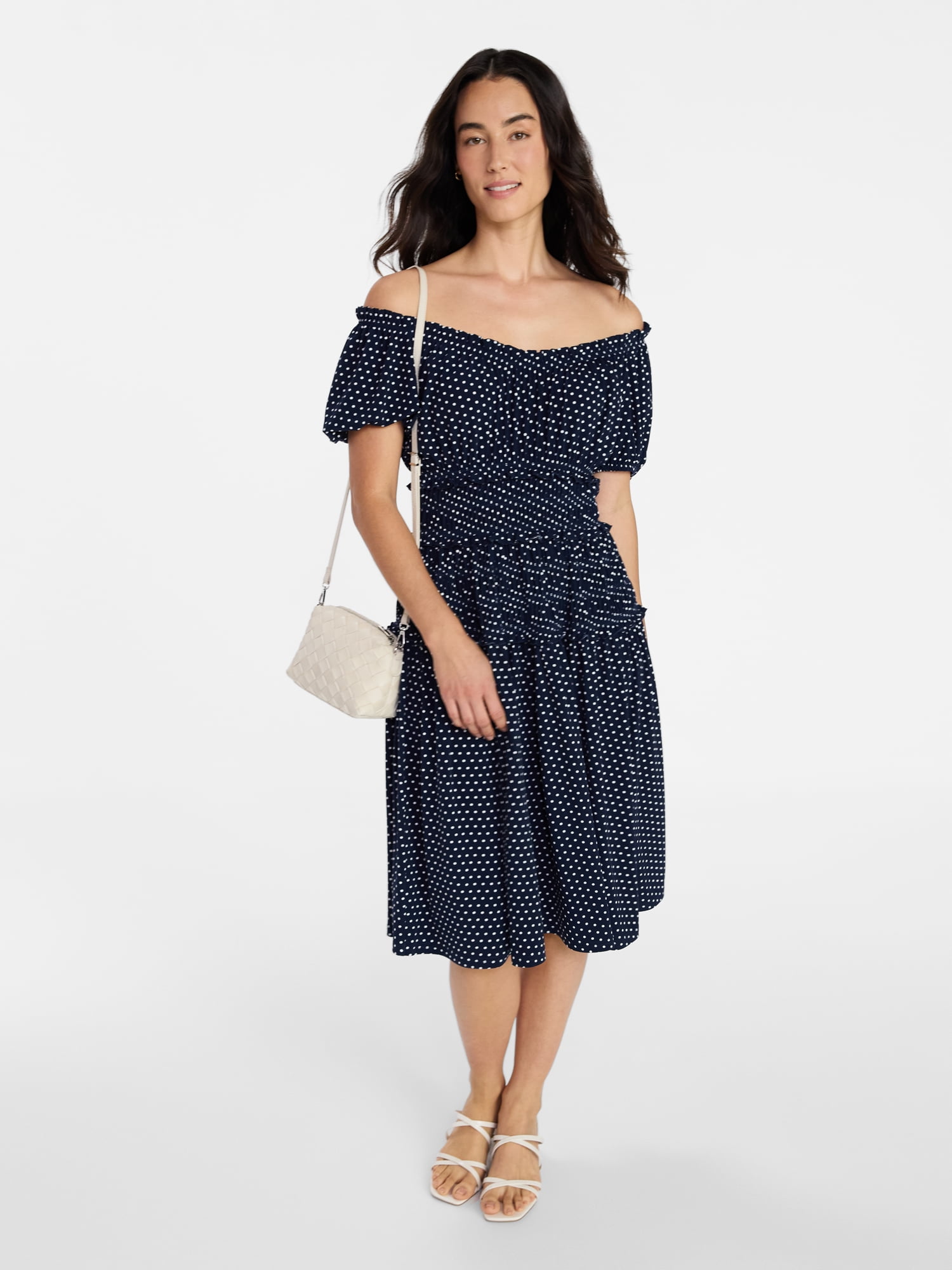 black midi dress off shoulder Black Off Shoulder Midi Dress