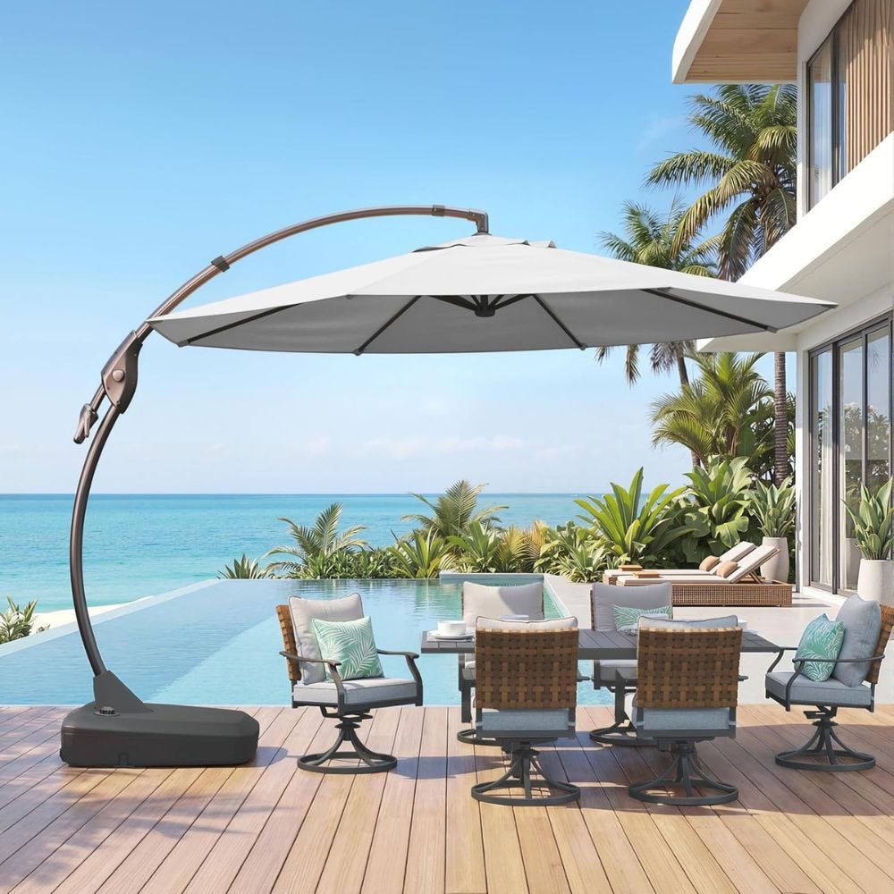 10 cantilever patio umbrella Formosa Covers 10 ft Cantilever Supported Bar Umbrella 8 Rib Replacement Canopy Taupe one_size