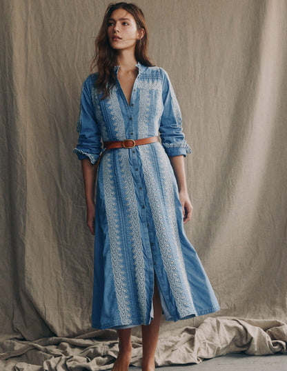 boden denim shirt dress Boden Women's Mavis Midi Jersey Shirt Dress in Blue