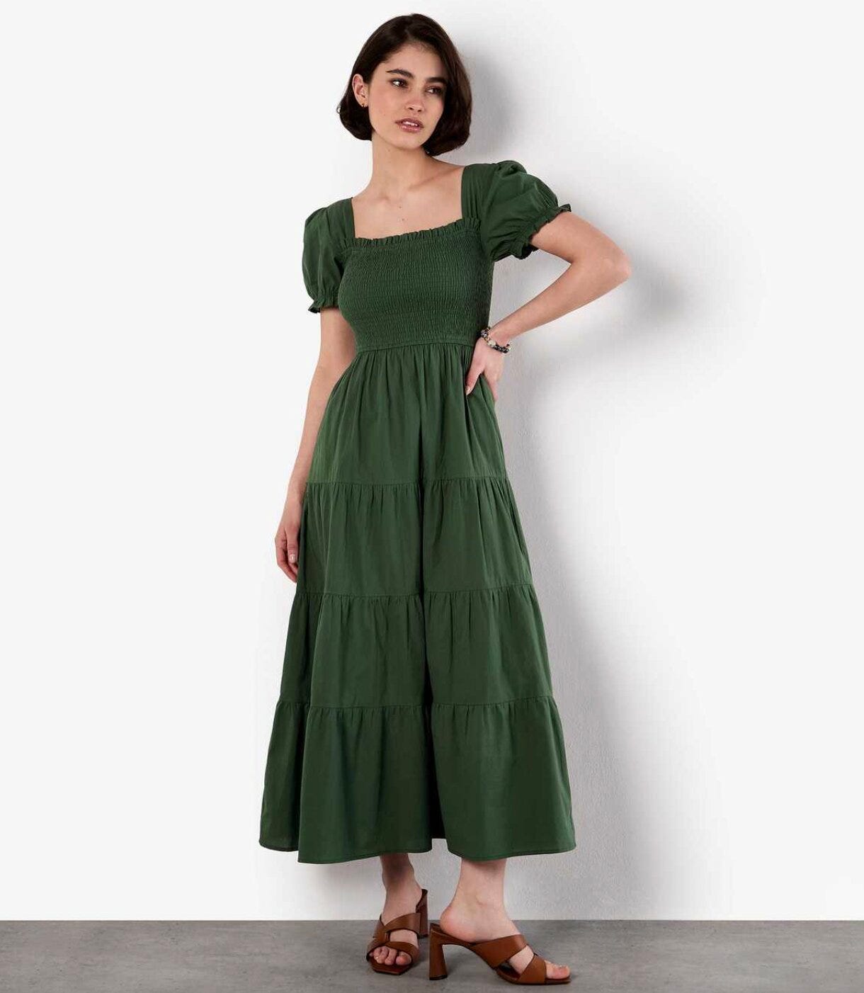 green tiered dress zara ZARA. Short green dress with ruffles. TM – Hibuy market