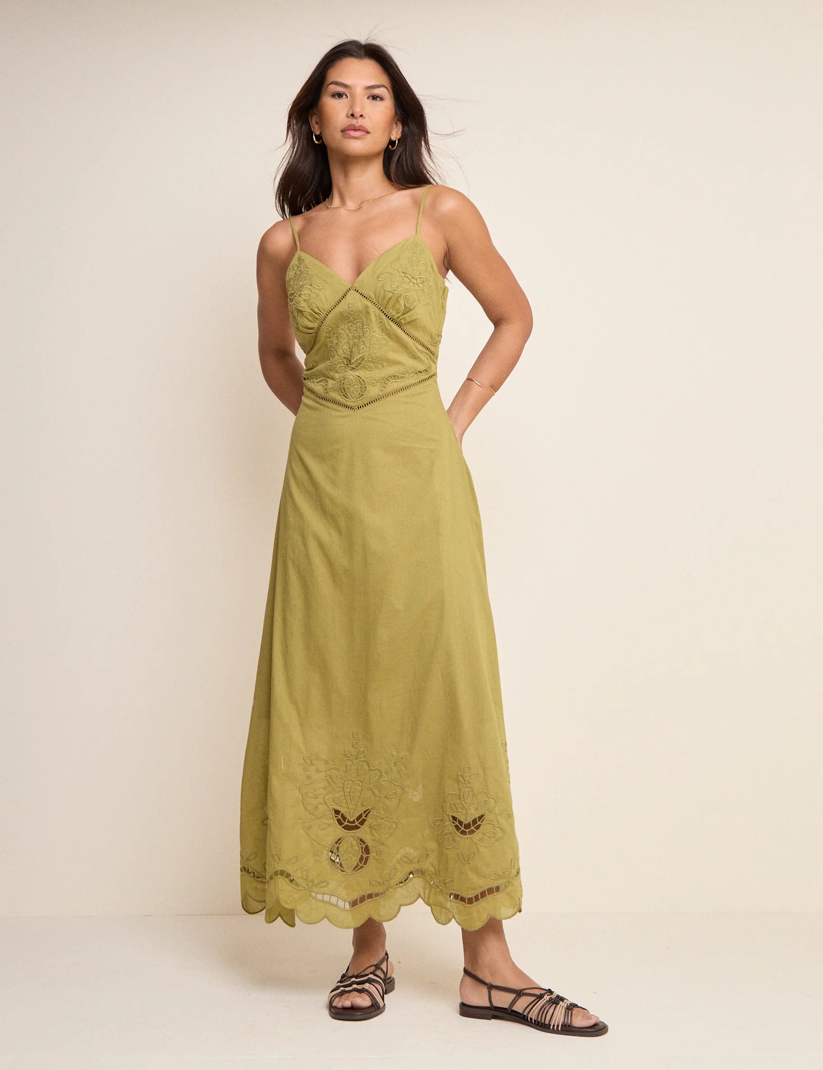 sachin and babi light blue dress Yumi White Cotton Broderie Anglaise Embroidered Midi Dress | Yumi
