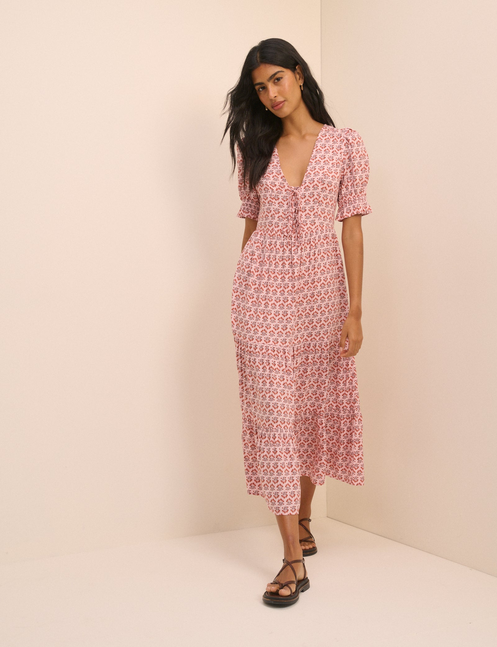 bohemian love style the sophie dress in pink peony print The Sophie Dress in Pink Peony Print