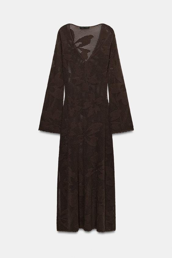 Zara's £36 chocolate brown midi dress nails autumn's floral trend – plus, it's got sleeves!