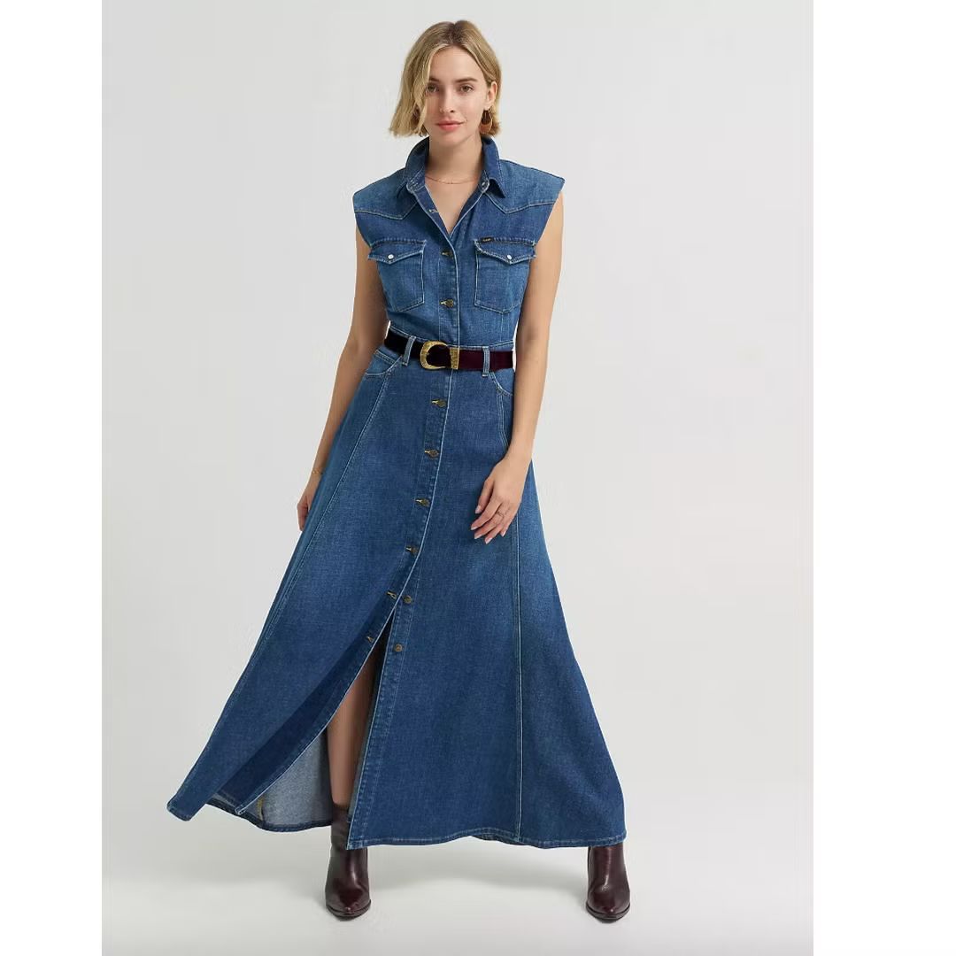 white christmas dresses Classic Dark Indigo Denim Midi Length Sundress by Rolla's – Black Salt