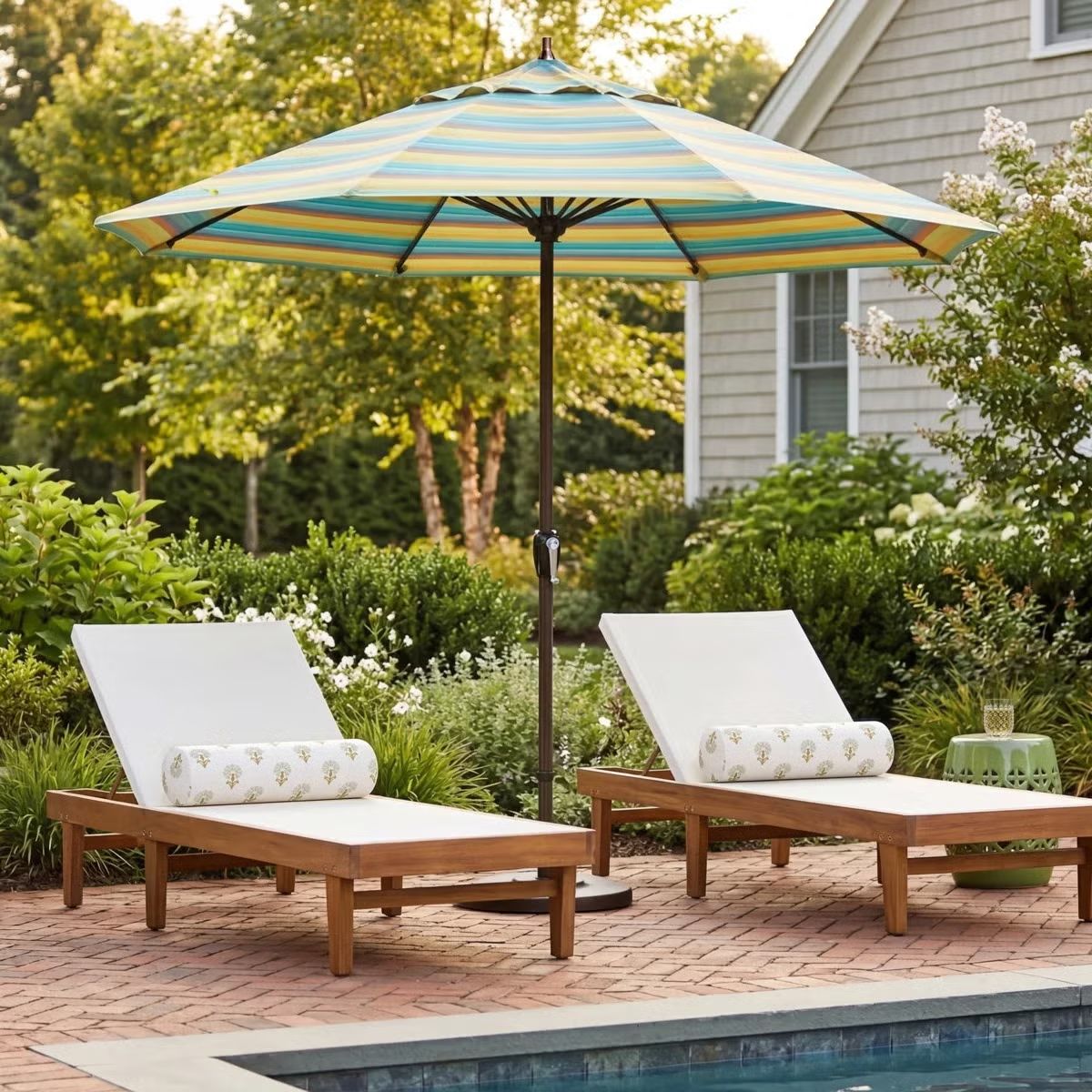 best patio umbrella for year round use in 2017 EliteShade USA 10-Year-Non-Fading 9ft 3-Tier Market Umbrella, Commercial Grade Outdoor Table with Crank Open, Windproof & UPF 50+ UV Protection, Heavy Duty Ventilation Garden, Deck, Pool, Backyard so you can relax in the shade even as the sun moves over the course of a hot summer day Best Choice Products 7.5ft Heavy-Duty