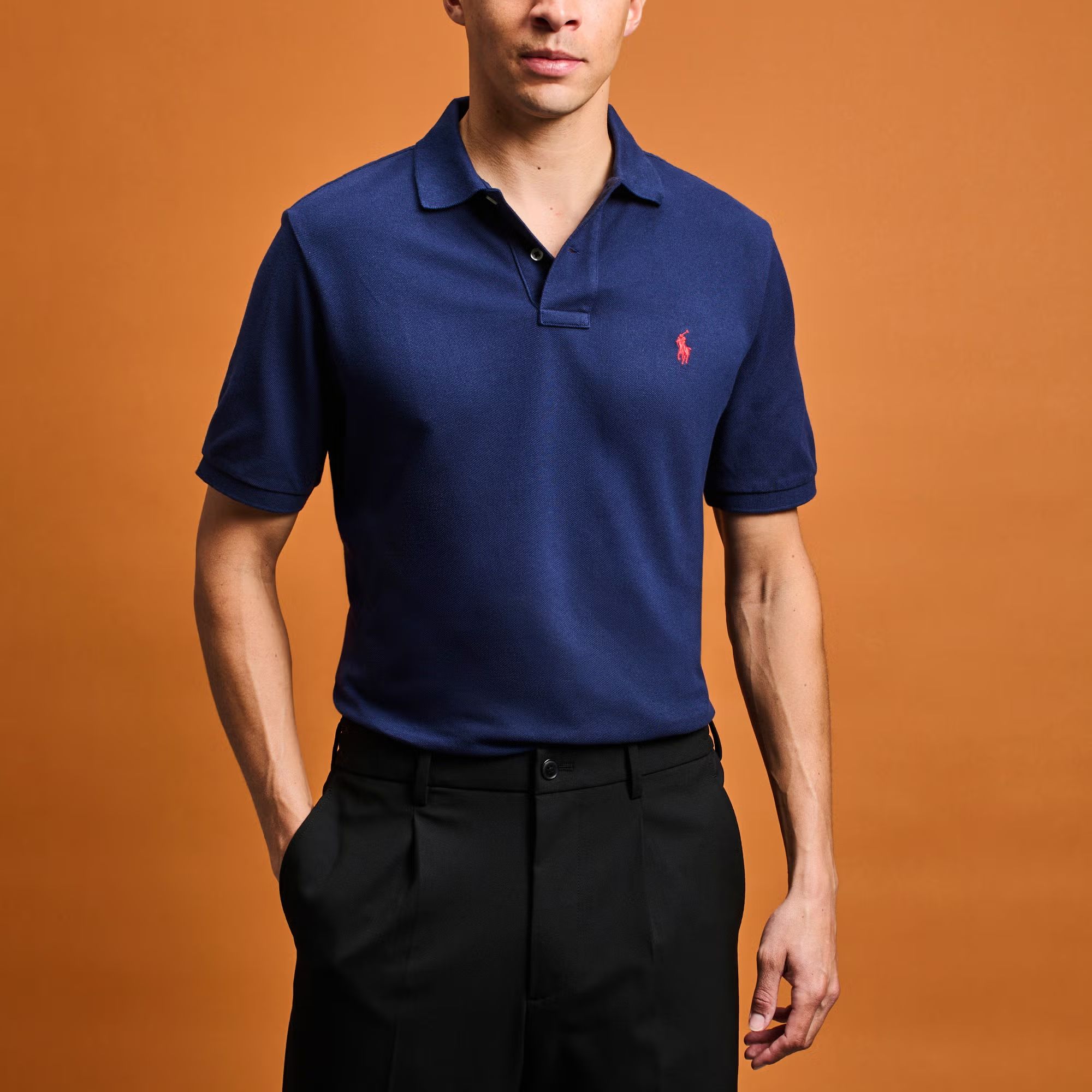 blue polo dress shirt Men's Long Sleeve Impact Polo main image 0