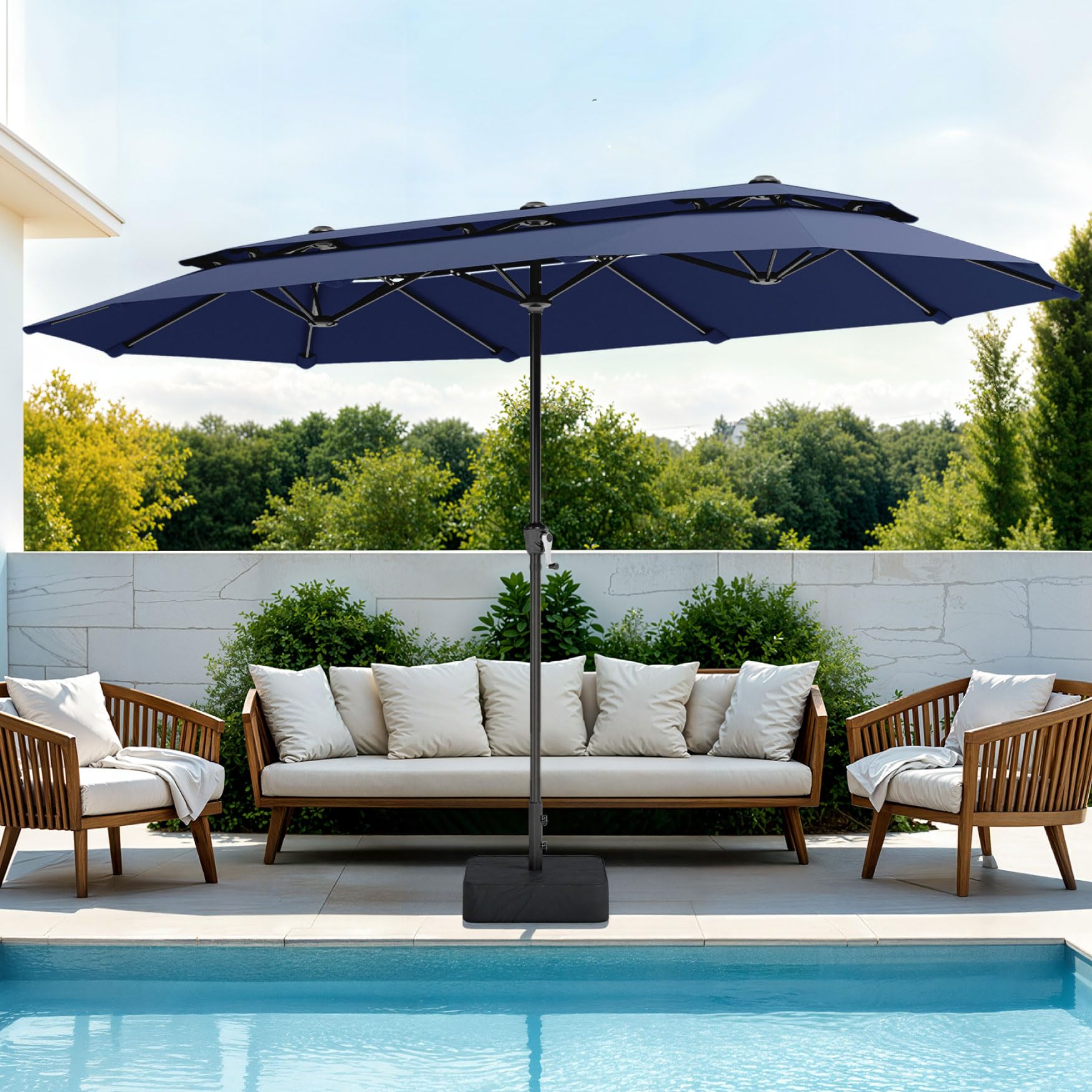 large patio table cover with umbrella hole Outdoor Fitted Tablecloth and Zipper, 36