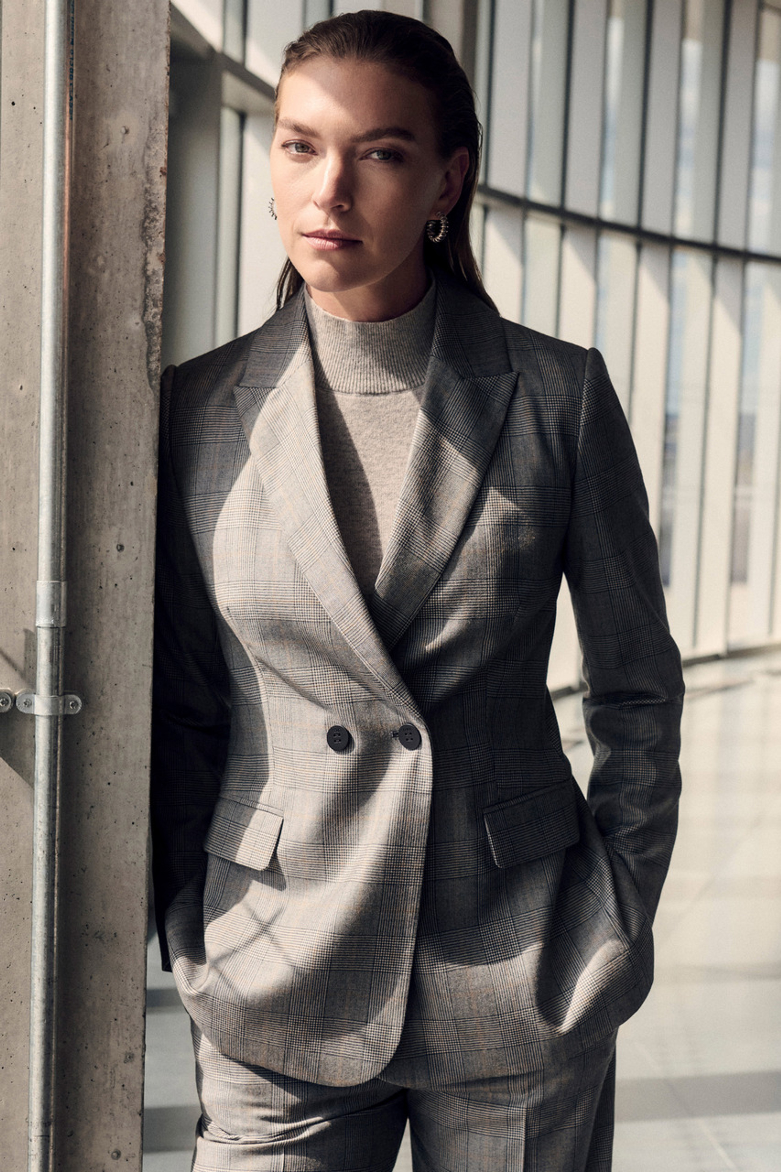 Kate Middleton Wears Gray Checkered Suit While Touring British